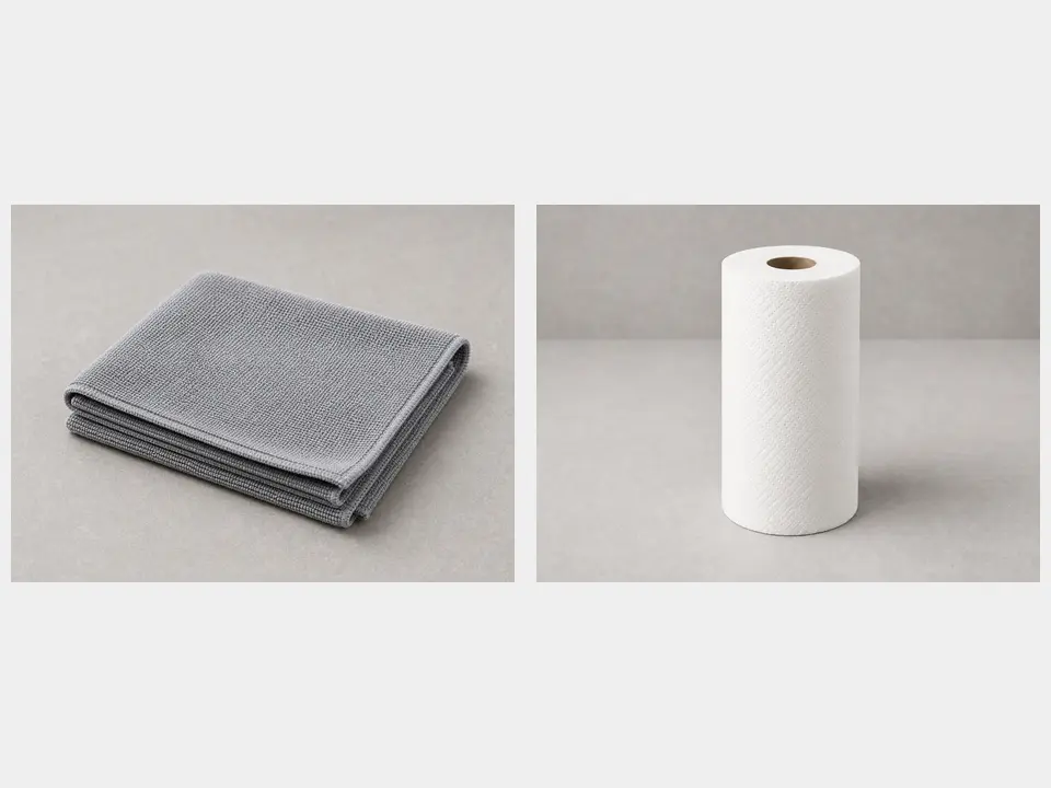 Dry microfiber cloths or paper towels tool