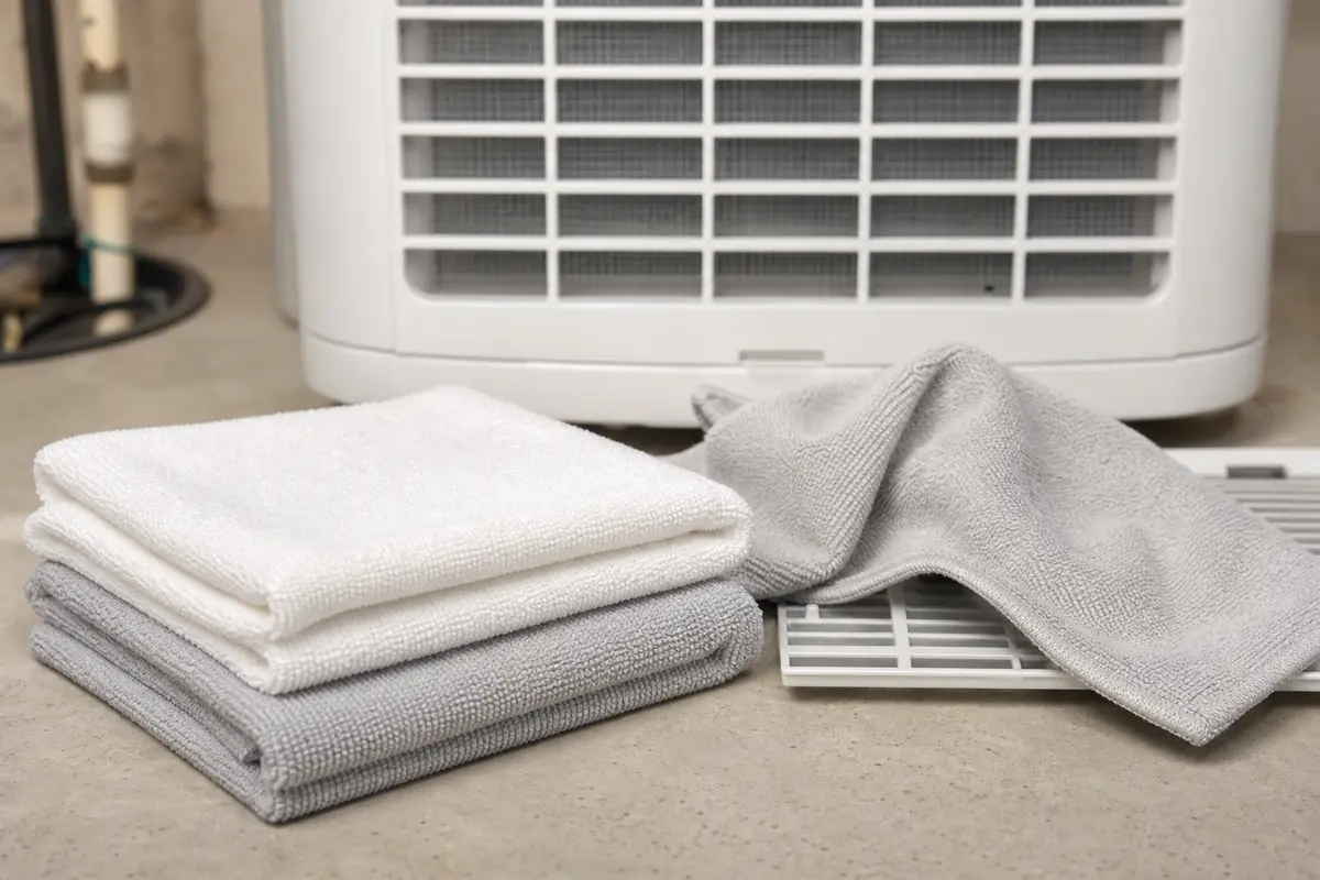 Soft cleaning cloths for wiping reachable Honeywell dehumidifier intake lint