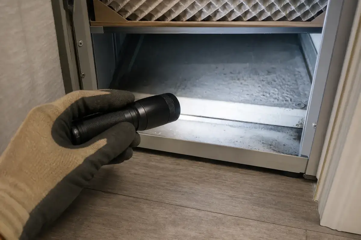 Inspection flashlight for house smells musty hvac checks
