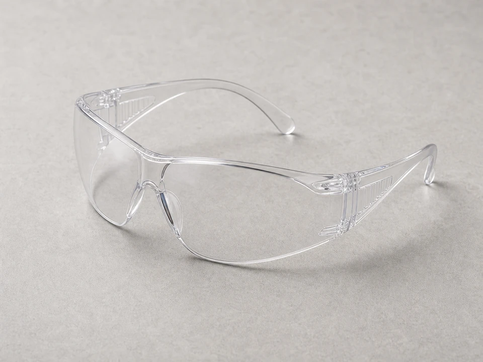 Clear safety glasses for prying trim and cutting exterior fasteners