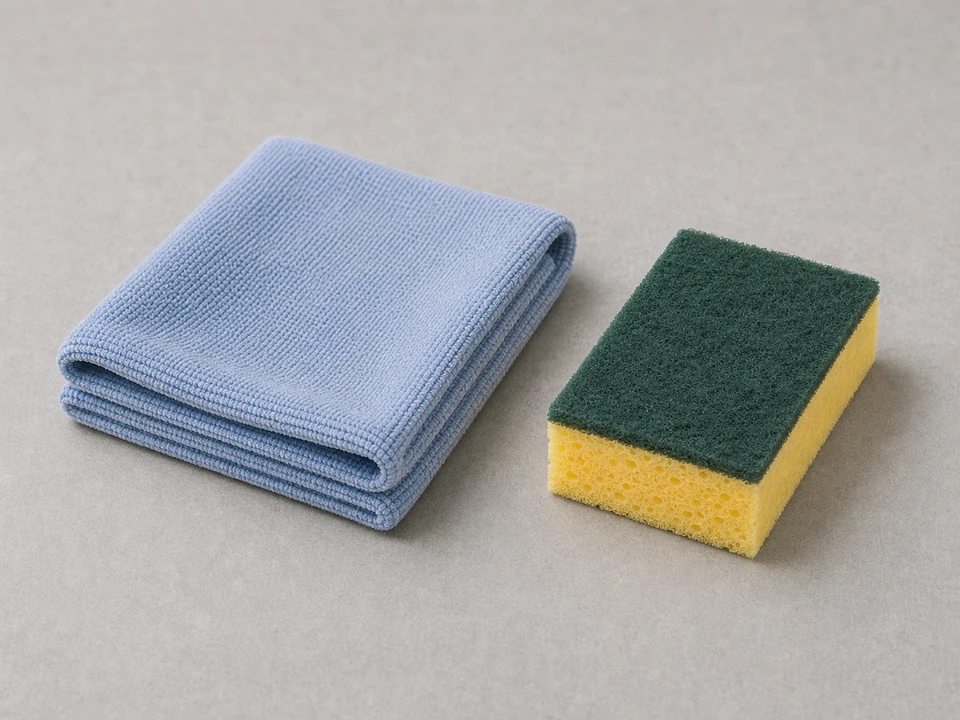 Soft cloth or sponge for wiping the microwave roller path