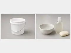Bucket with warm water and mild soap tool