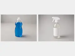 Spray bottle with mild all-purpose cleaner or dish soap solution tool