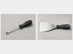 Flat screwdriver or small putty knife tool