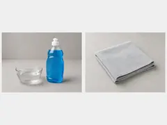 Mild soap, water, and clean cloths tool