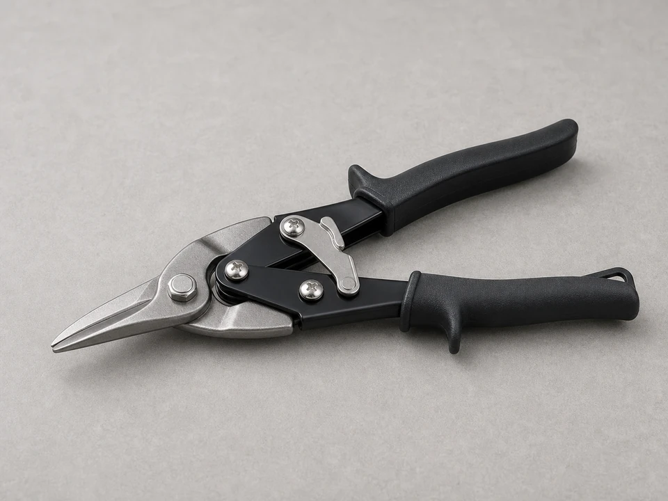 Tin snips for cutting vinyl J-channel cleanly