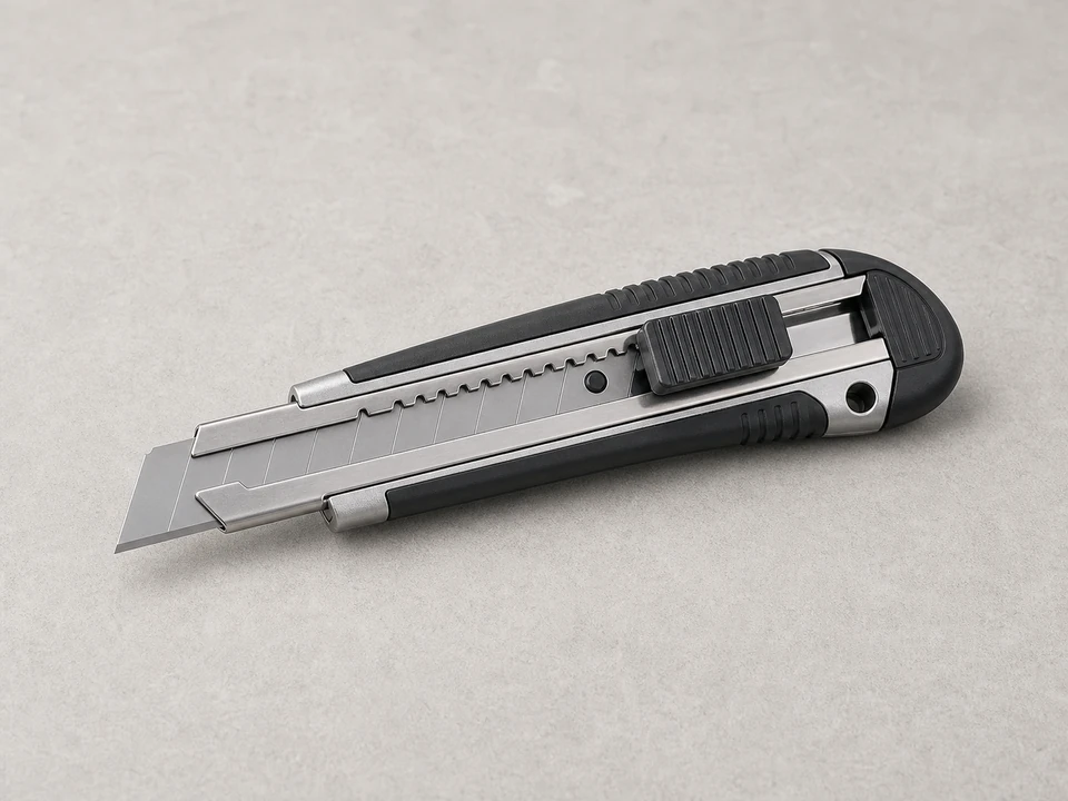 Utility knife for trimming old and new door flashing tape